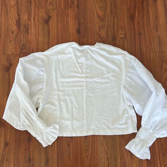 Zara white puffy sleeve oversize top size M - Picture 4 of 4